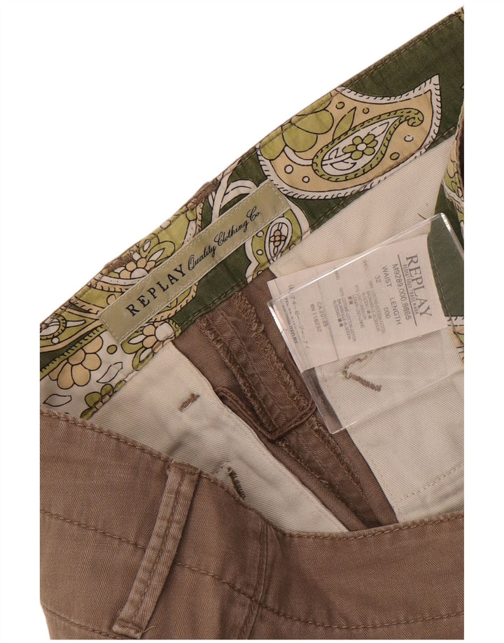Replay Damen-Cargoshorts mit hoher Taille, W32, Größe L, Grau, Baumwolle