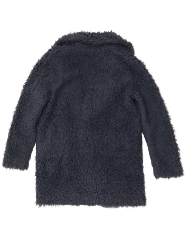 Zara Damen-Mantel aus Kunstpelz, lockere Passform, UK 10, Größe S, blau, Polyester