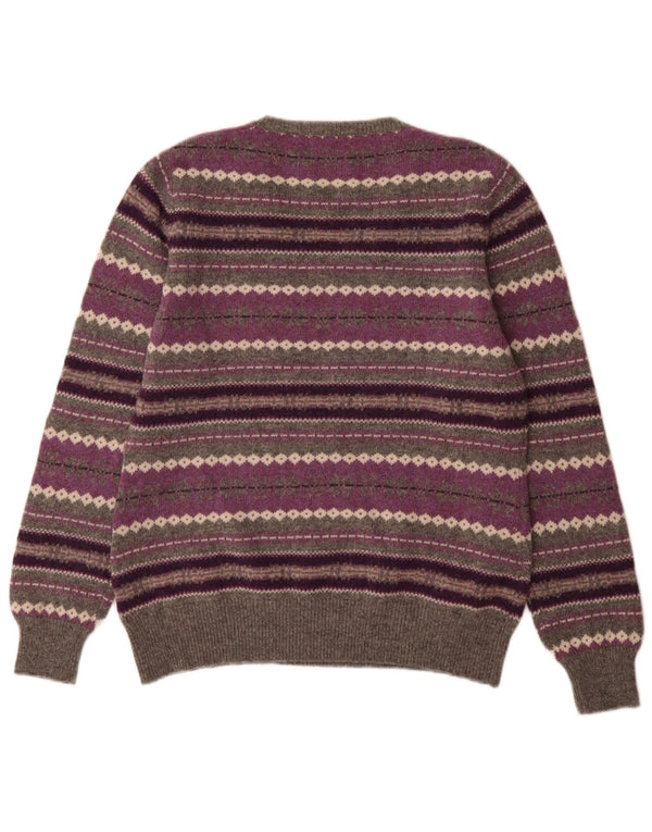 Marie Lund Damen-Pullover mit V-Ausschnitt, UK 12, Mittelviolett, Fair Isle
