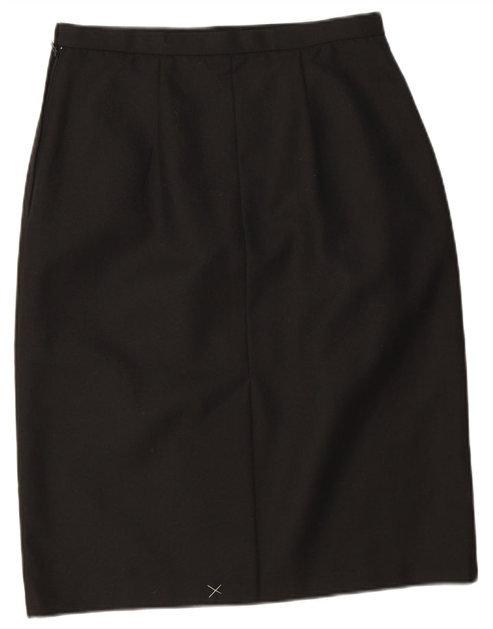 Vintage Damen Bleistiftrock UK 14 Medium W28 Schwarz Polyester