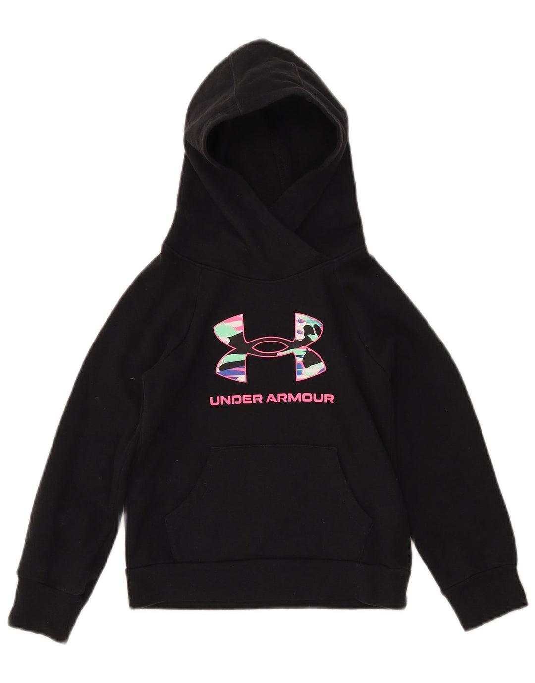 UNDER ARMOUR Mädchen-Pullover mit grafischem Loose-Fit-Kapuzenpullover, 6–7 Jahre, XS, Schwarz