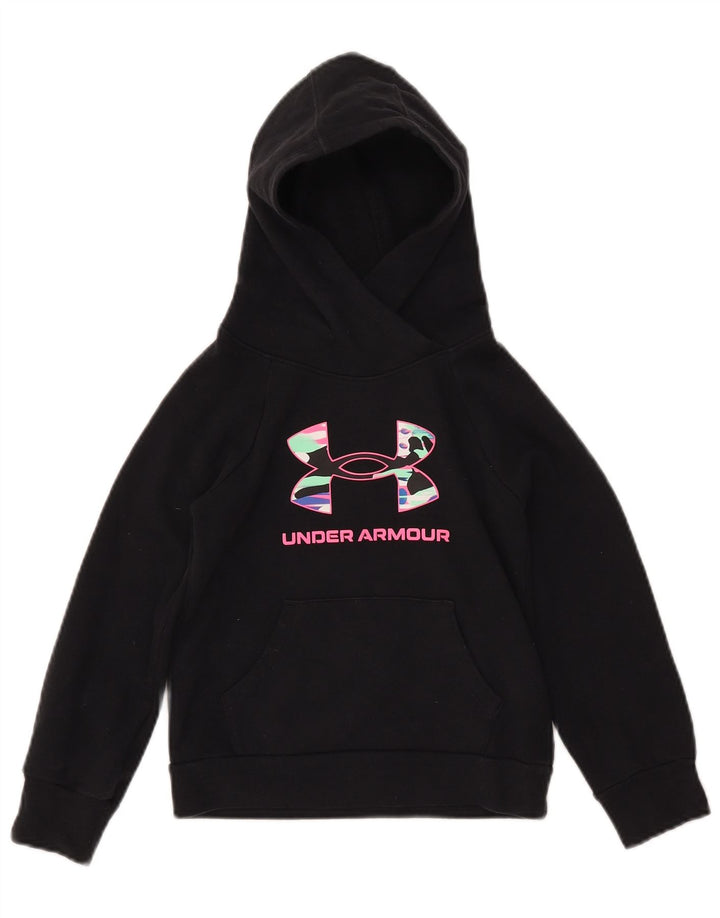 UNDER ARMOUR Mädchen-Pullover mit grafischem Loose-Fit-Kapuzenpullover, 6–7 Jahre, XS, Schwarz
