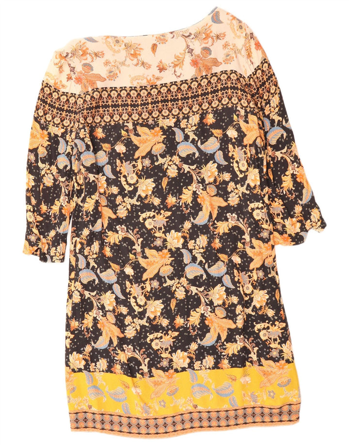 DESIGUAL Damen-Etuikleid mit 3/4-Ärmeln, EU 42, großes, mehrfarbiges Blumenmuster