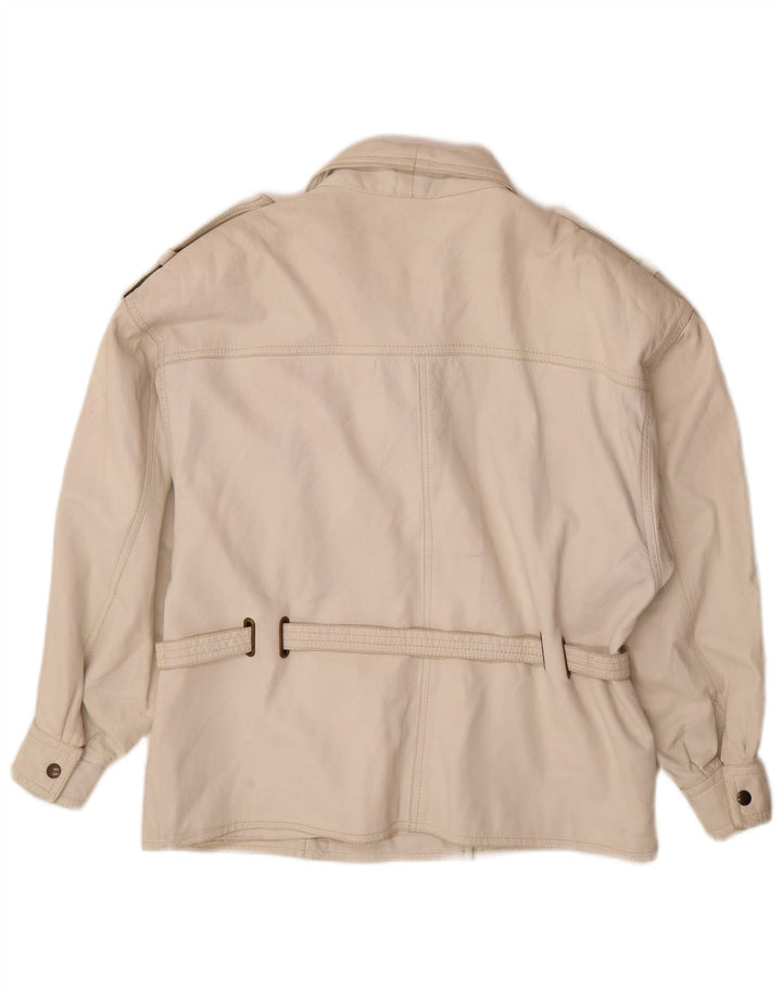 Vintage Damen Militärlederjacke UK 14 Mittelweißes Leder