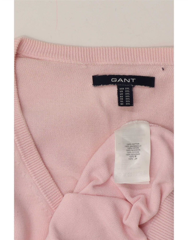 Gant Herren-Pullover mit V-Ausschnitt, 3XL, rosa Baumwolle