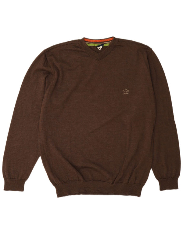 Paul & Shark Herren Yachting V-Ausschnitt Pullover Pullover XL Braune Wolle