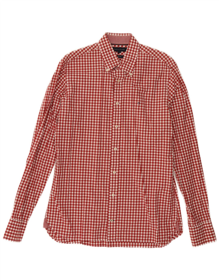 Tommy Hilfiger Herren-Hemd mit normaler Passform, kleine rote Gingham-Baumwolle