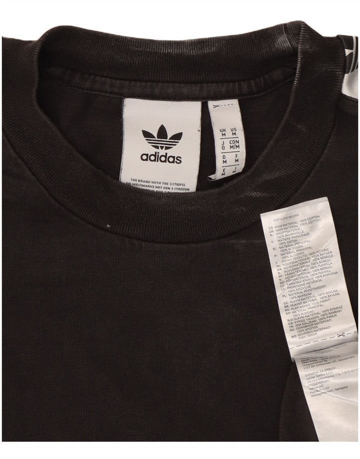 Adidas Herren Grafik T-Shirt Top Medium Schwarz Colourblock Baumwolle