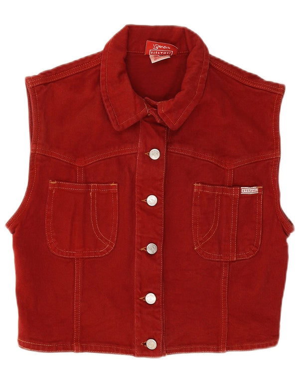 Stefanel Damen Crop Denim Gilet UK 14 Large Burgund
