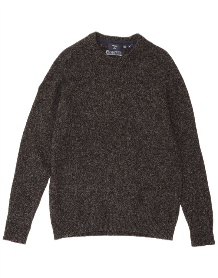 Superdry Herren-Pullover mit Rundhalsausschnitt, mittelgrau gesprenkelte Wolle