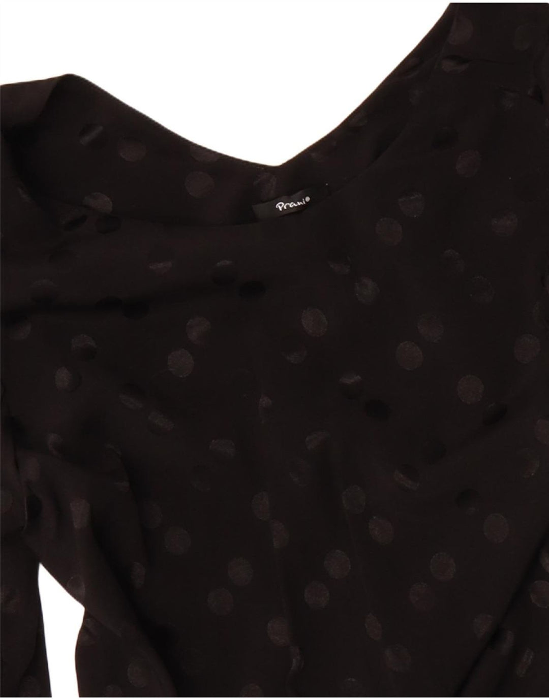 Vintage Damen Langarm-Etuikleid UK 14 Mittelschwarz gepunktete Viskose