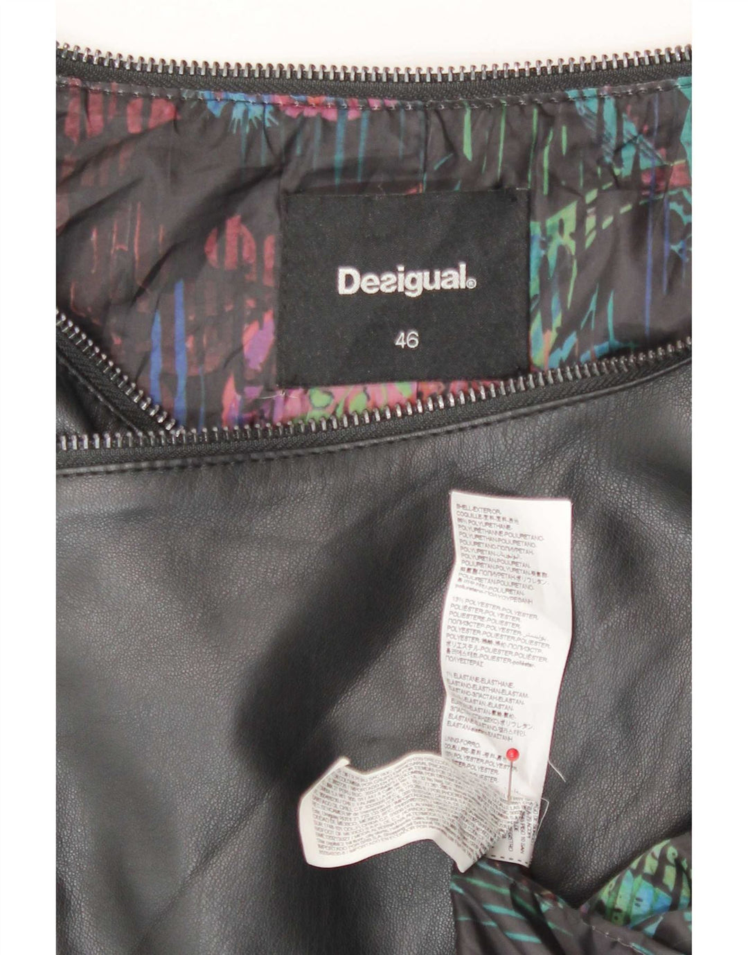 Desigual Damen Kunstleder Bikerjacke EU 46 XL Schwarz Polyurethan