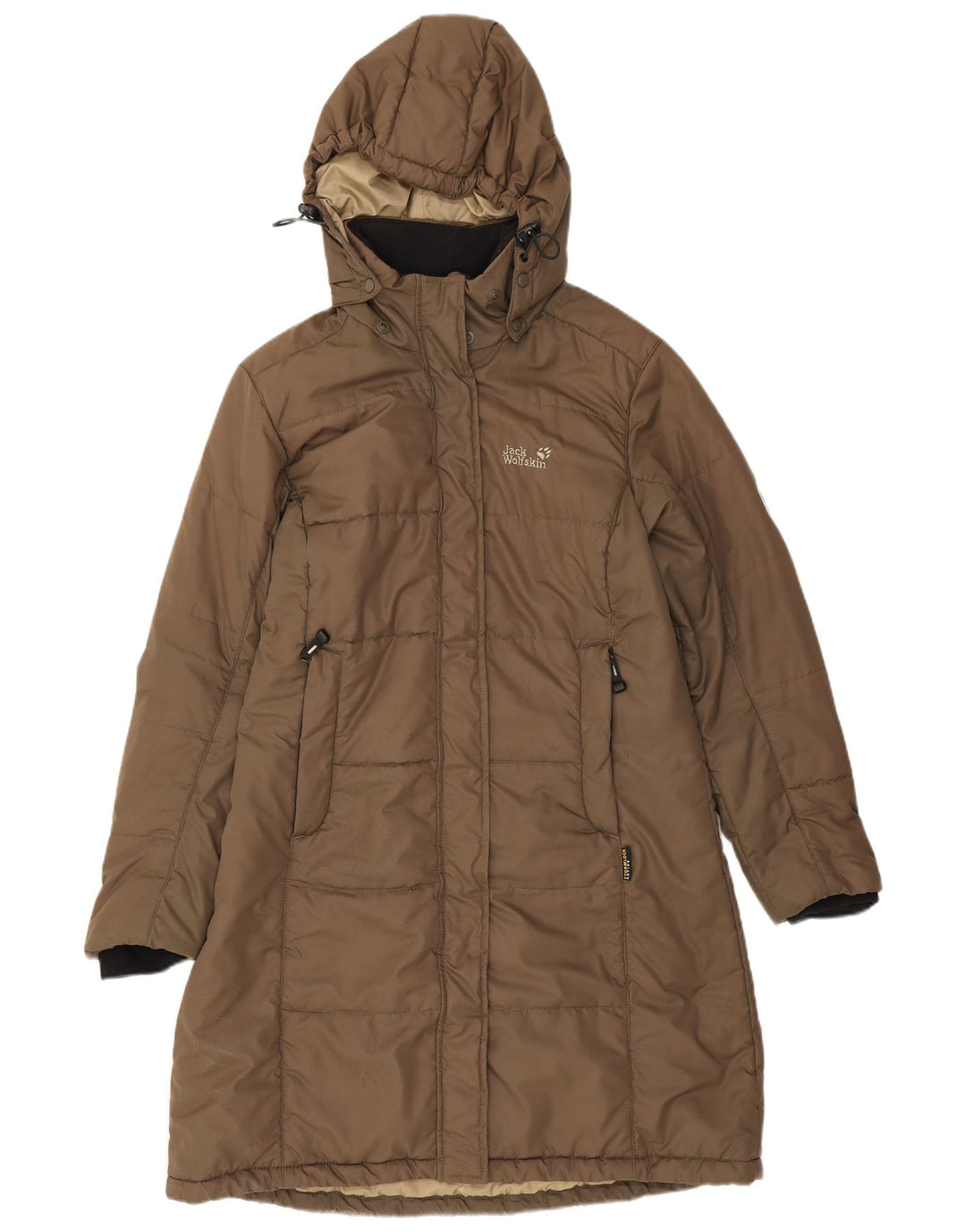 Jack Wolfskin Damen Kapuzenmantel, gepolstert, UK 16, Größe L, braun, Polyester