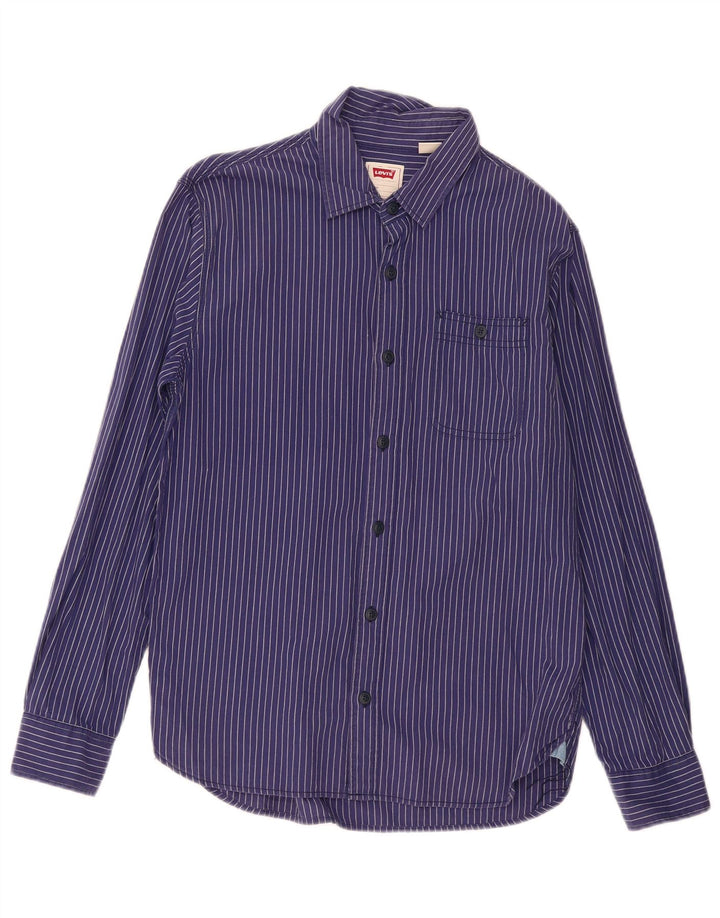 Levi's Herren-Hemd in Standard-Passform, klein, marineblau, Nadelstreifen-Baumwolle