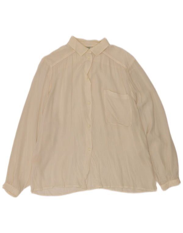 MARCELLA Durchsichtige Damen-Hemdbluse UK 14 Medium Off White Silk