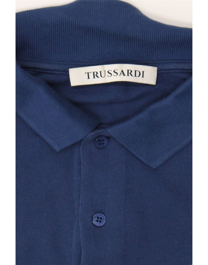TRUSSARDI Mens Polo Shirt Medium Navy Blue Cotton Vintage Trussardi and Second-Hand Trussardi from Messina Hembry 