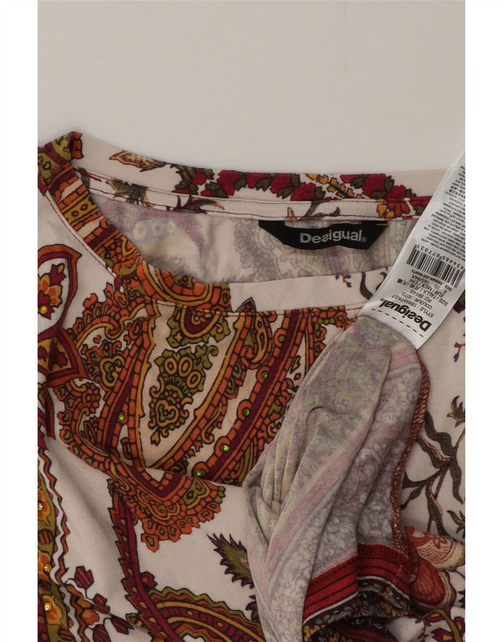 Desigual Damen-Top mit 3/4-Ärmeln, UK-Größe 10, Größe S, mehrfarbig, Paisley-Viskose