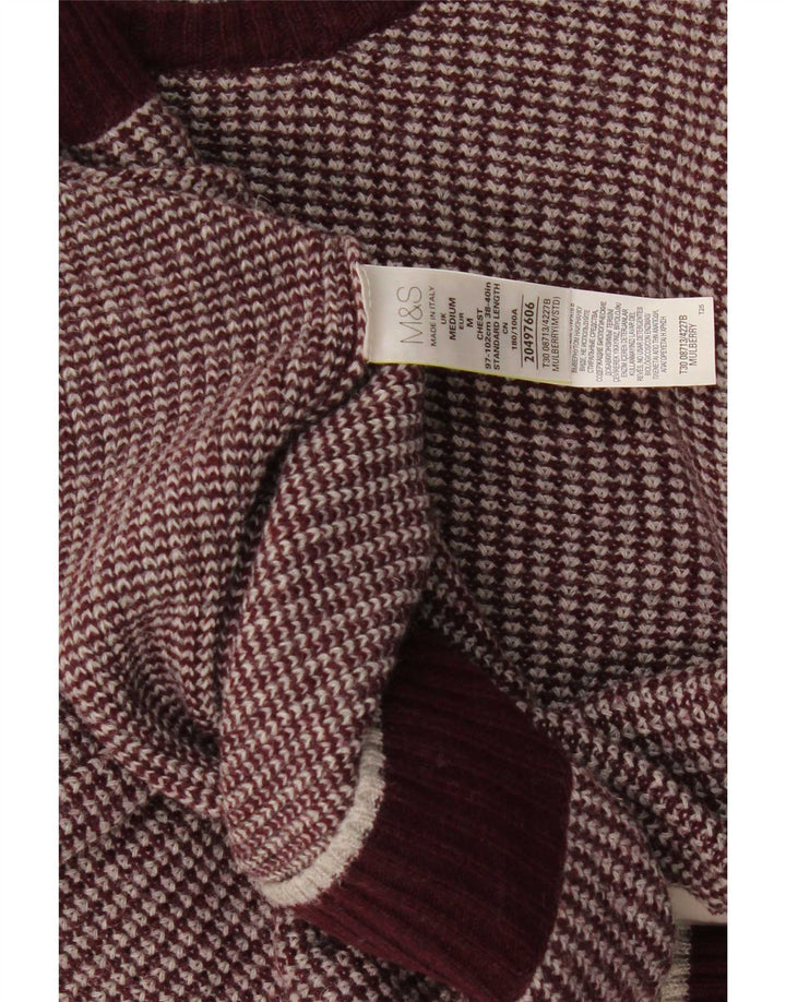 Marks & Spencer Herren-Pullover mit Rundhalsausschnitt, mittlerer burgunderroter Wolle