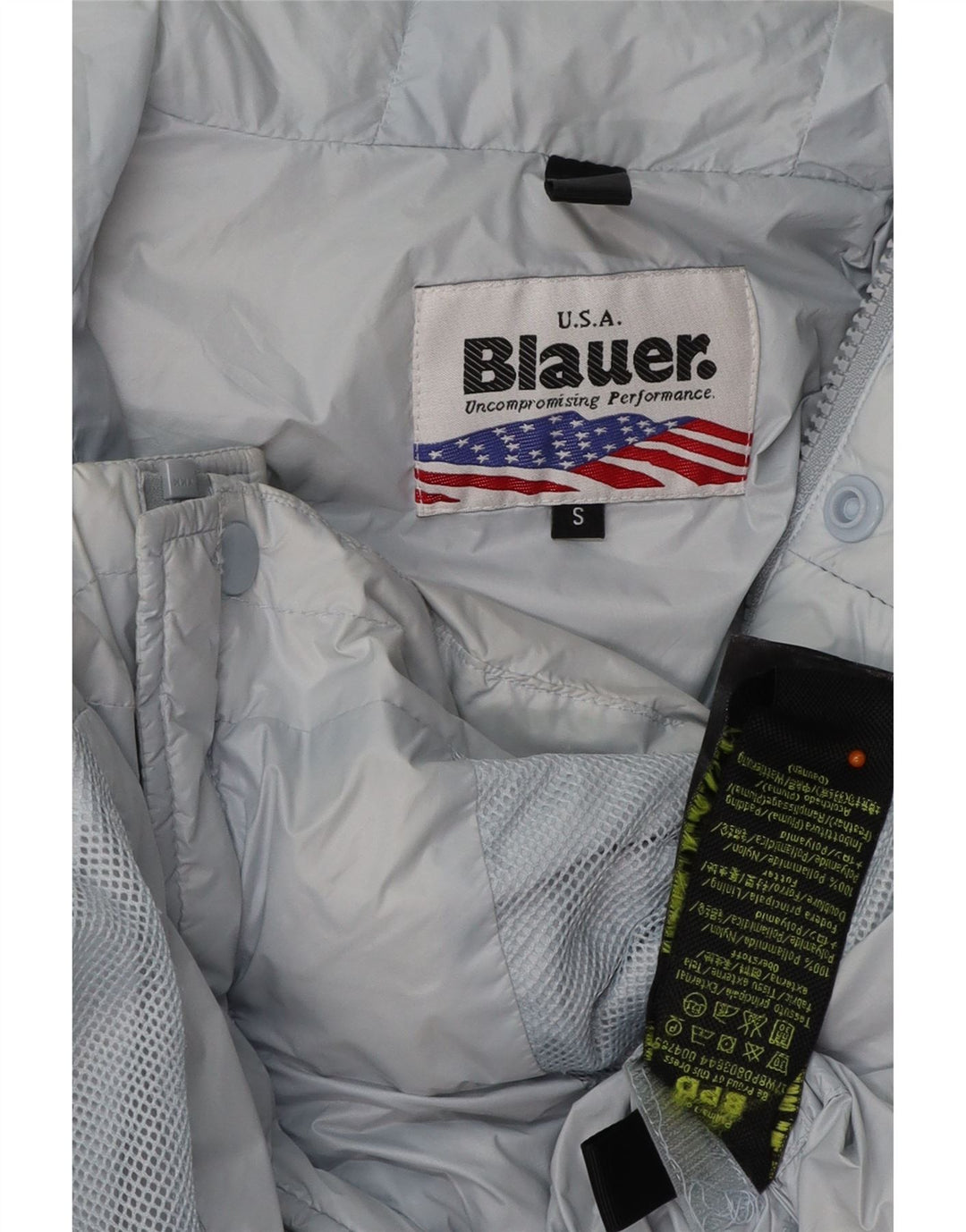 BLAUER Mens Hooded Padded Jacket UK 36 Small Blue Polyester
