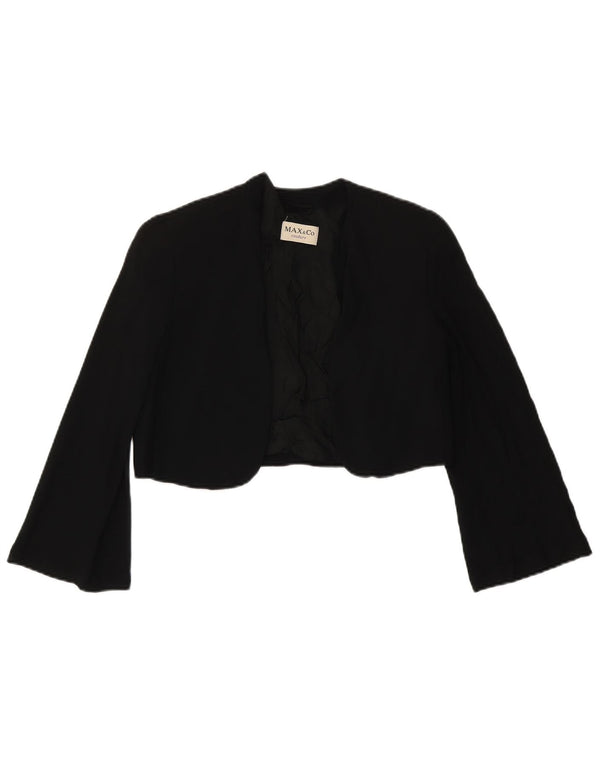 Max & Co. Damen Couture 3/4-Ärmel offene Bolero-Jacke UK 10 Small Schwarz