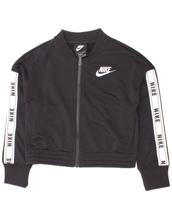 Nike Mädchen-Trainingsanzugoberteil mit Grafik, 6–7 Jahre, XS, Schwarz, Farbblock