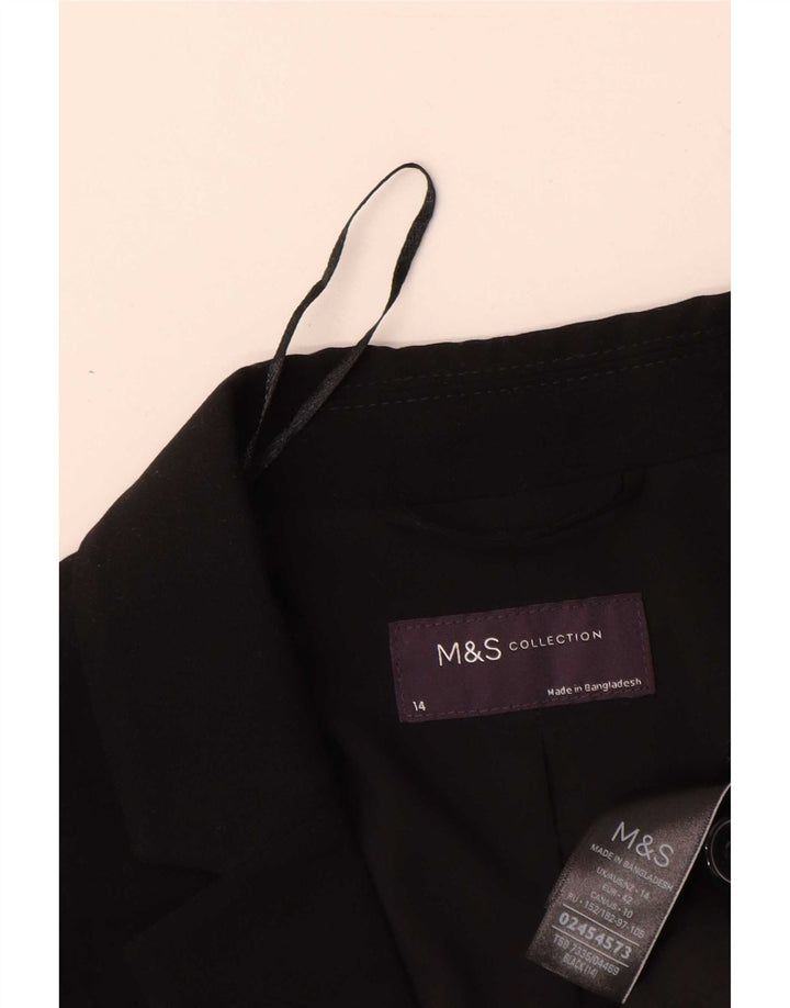 Marks & Spencer Damen-Blazer mit 1 Knopf, Gr. 14, Größe L, Schwarz, Polyester