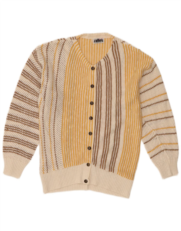 Cellini Damen-Cardigan-Pullover UK 12 Mittelweiß gestreift