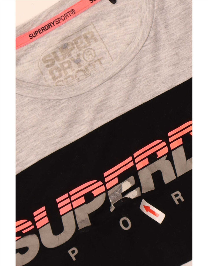 Superdry Herren Grafik-T-Shirt-Oberteil, großes graues Colourblock-Polyester