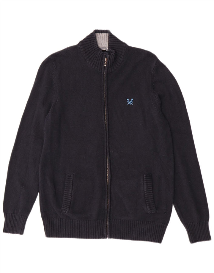 Crew Clothing Herren-Cardigan-Pullover aus Baumwolle in mittlerem Marineblau