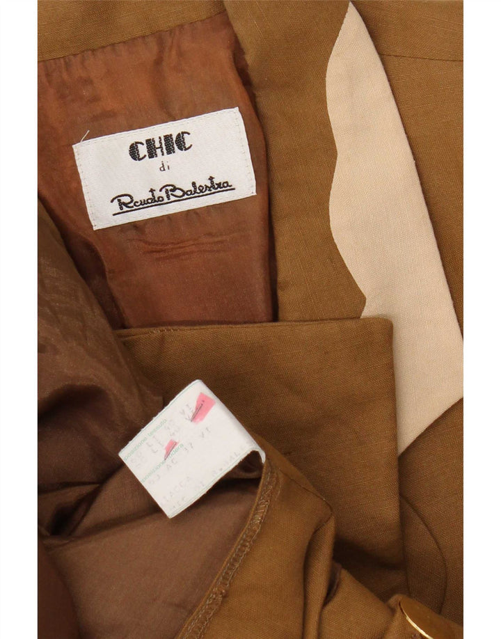 Renato Balestra Damen 3-Knopf-Blazerjacke UK 12 Mittelbeige