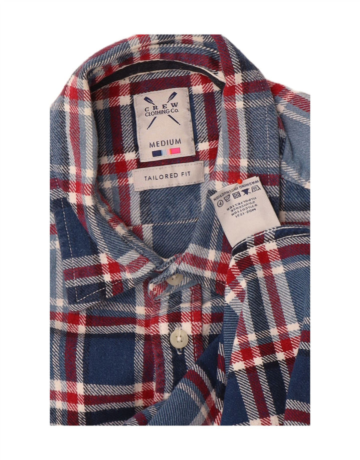 Crew Clothing Herren-Flanellhemd mit maßgeschneiderter Passform, Mittelblau kariert, Baumwolle