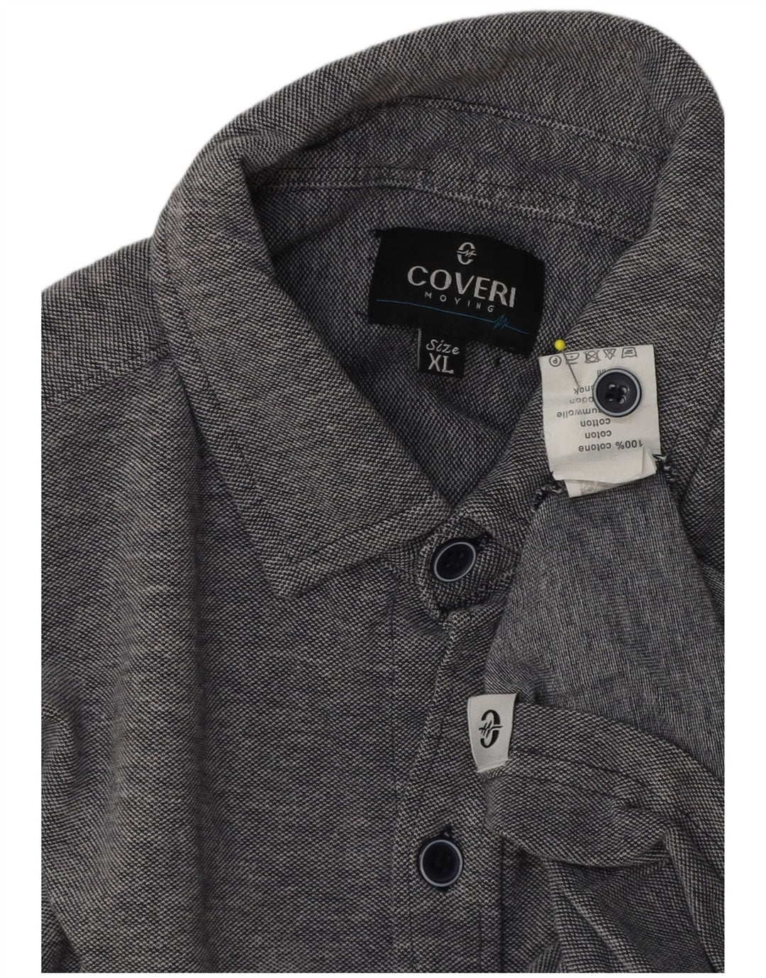 Coveri Herren Kurzarmhemd XL Grau Baumwolle