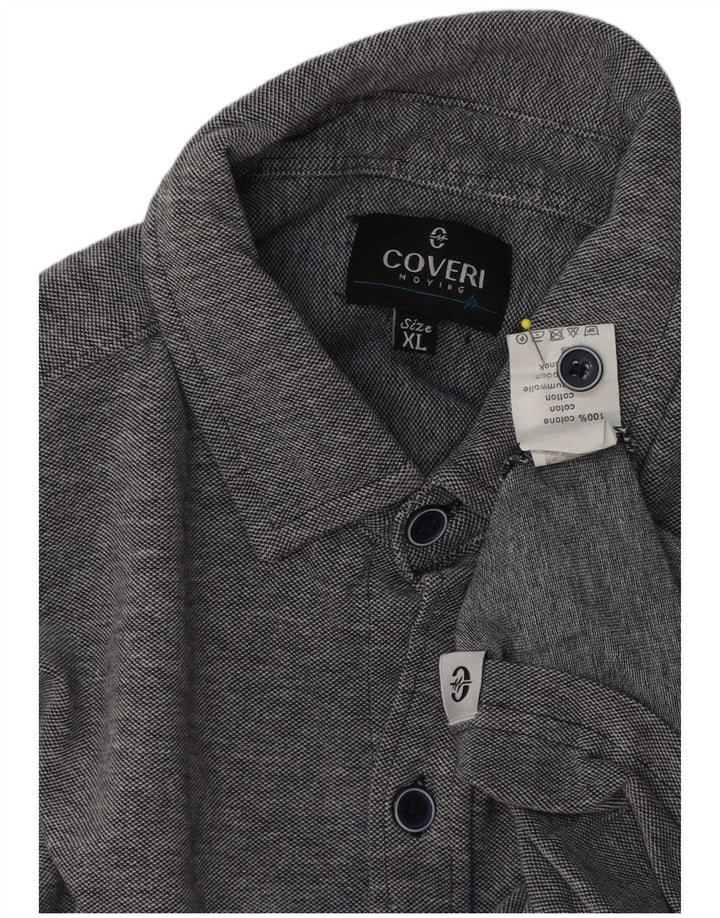 Coveri Herren Kurzarmhemd XL Grau Baumwolle