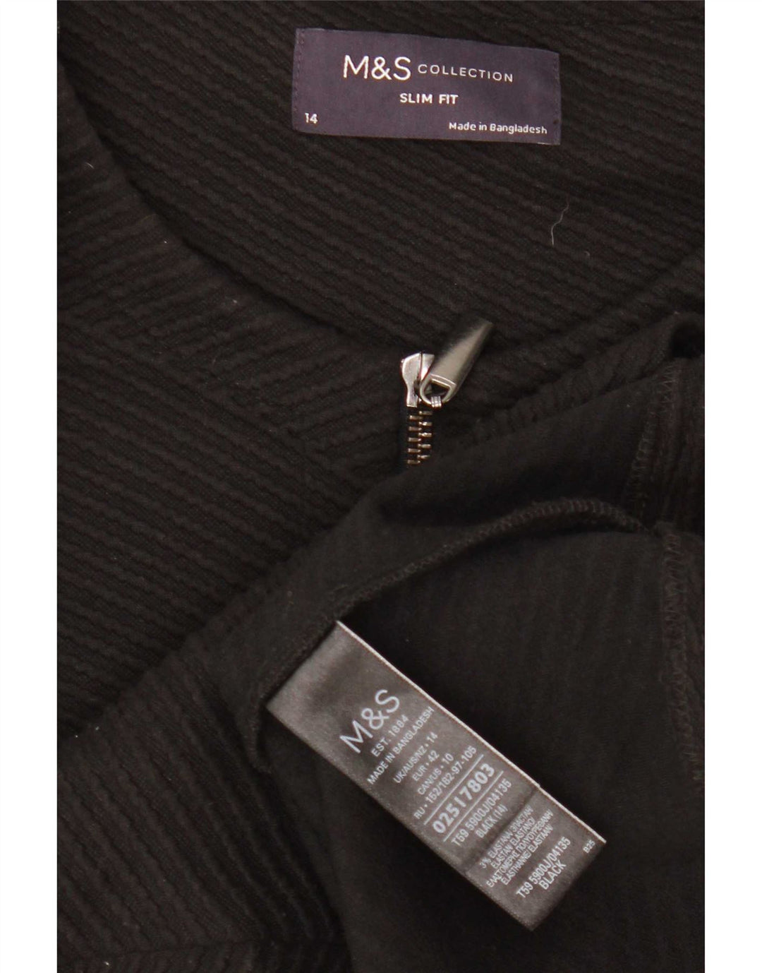 Marks & Spencer Damen Crop Full Zip Blazer Jacke UK 14 Medium Schwarz
