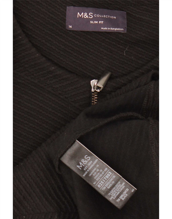 Marks & Spencer Damen Crop Full Zip Blazer Jacke UK 14 Medium Schwarz