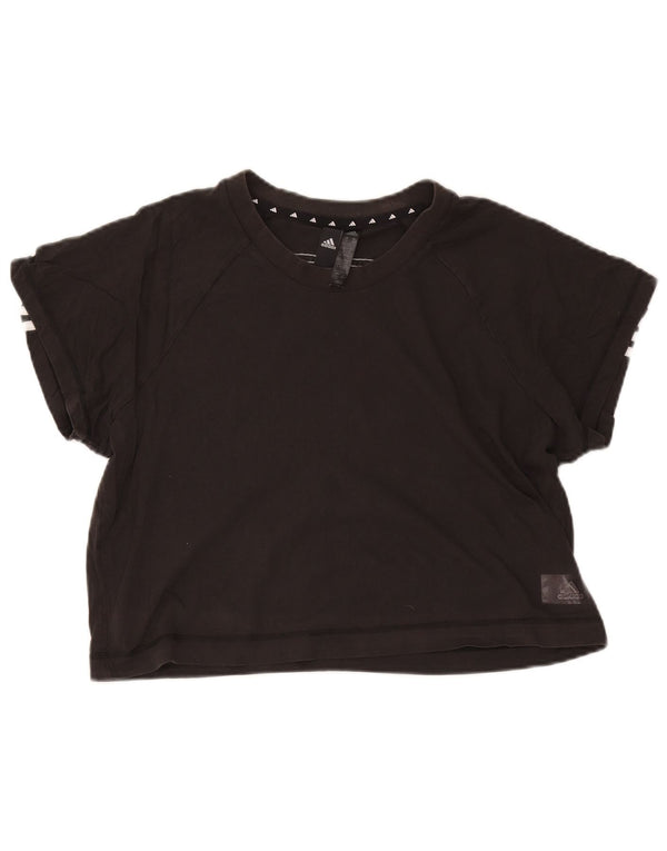 Adidas Damen Crop T-Shirt Top UK 24/26 2XL Schwarz