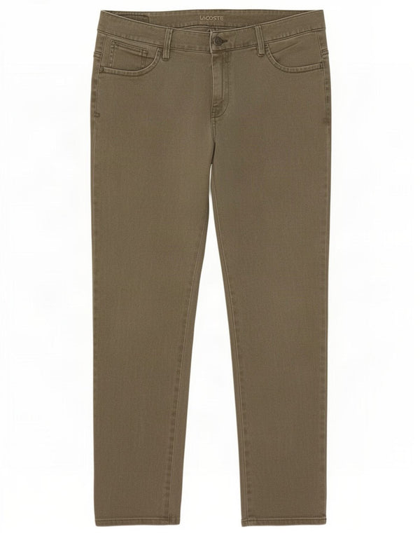 Lacoste Damen Slim Jeans Größe 46 Large W34 L28 Khaki Baumwolle