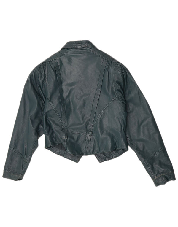 Vintage Damen Crop Lederjacke EU 36 Kleines grünes Leder