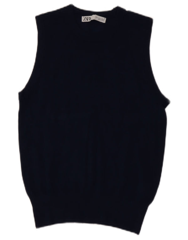 Zara Damen Weste Tank Top UK 10 Small Marineblau