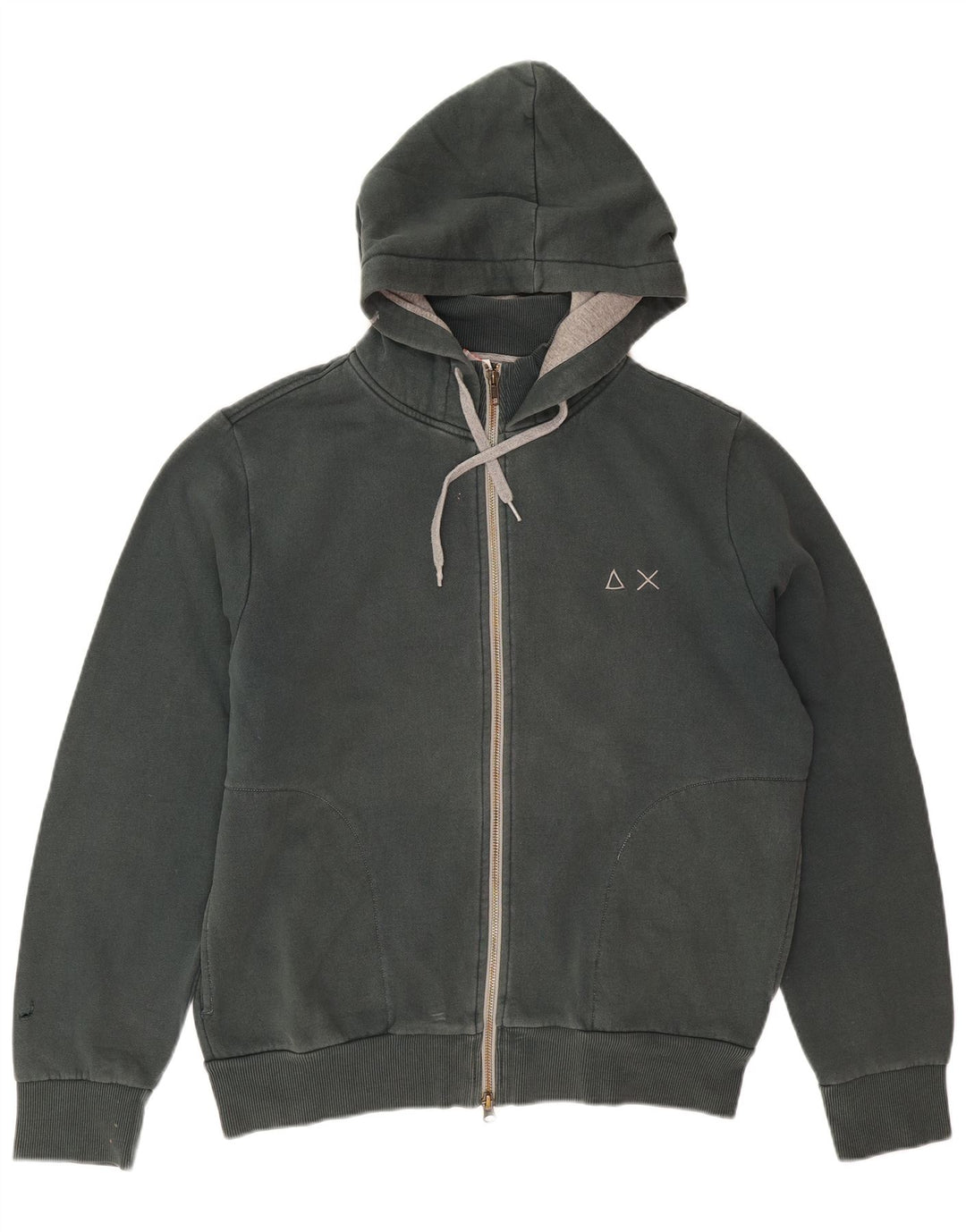 Sun68 Herren-Kapuzenpullover mit Reißverschluss, groß, grüne Baumwolle