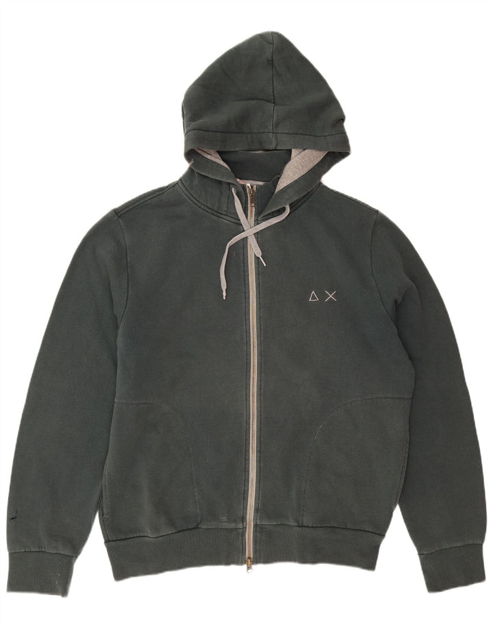 Sun68 Herren-Kapuzenpullover mit Reißverschluss, groß, grüne Baumwolle