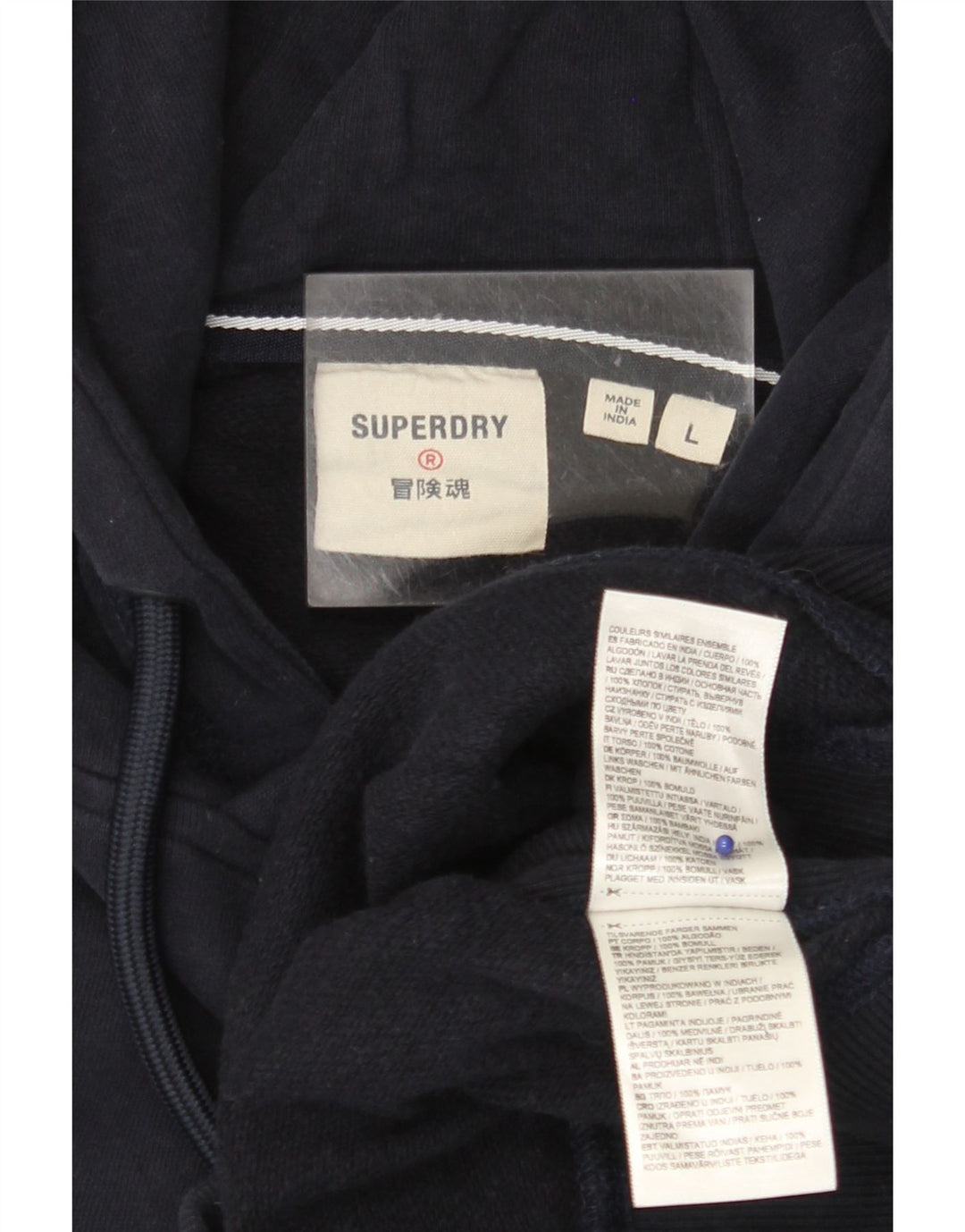 SUPERDRY Herren-Kapuzenpullover, groß, marineblau, Baumwolle