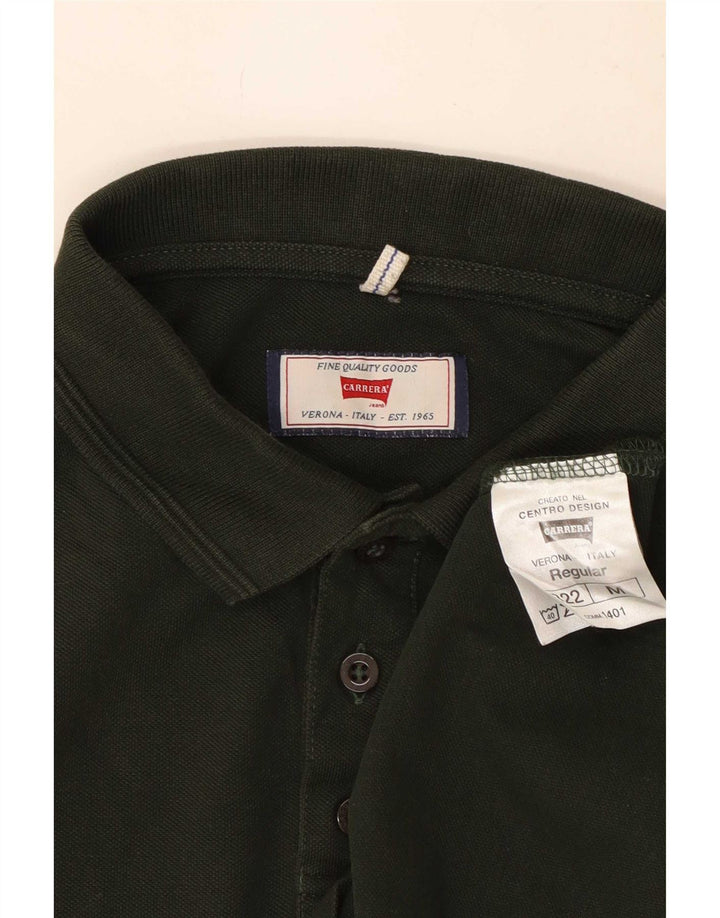 Carrera Herren-Langarm-Poloshirt mit normaler Passform, mittelgrüne Baumwolle