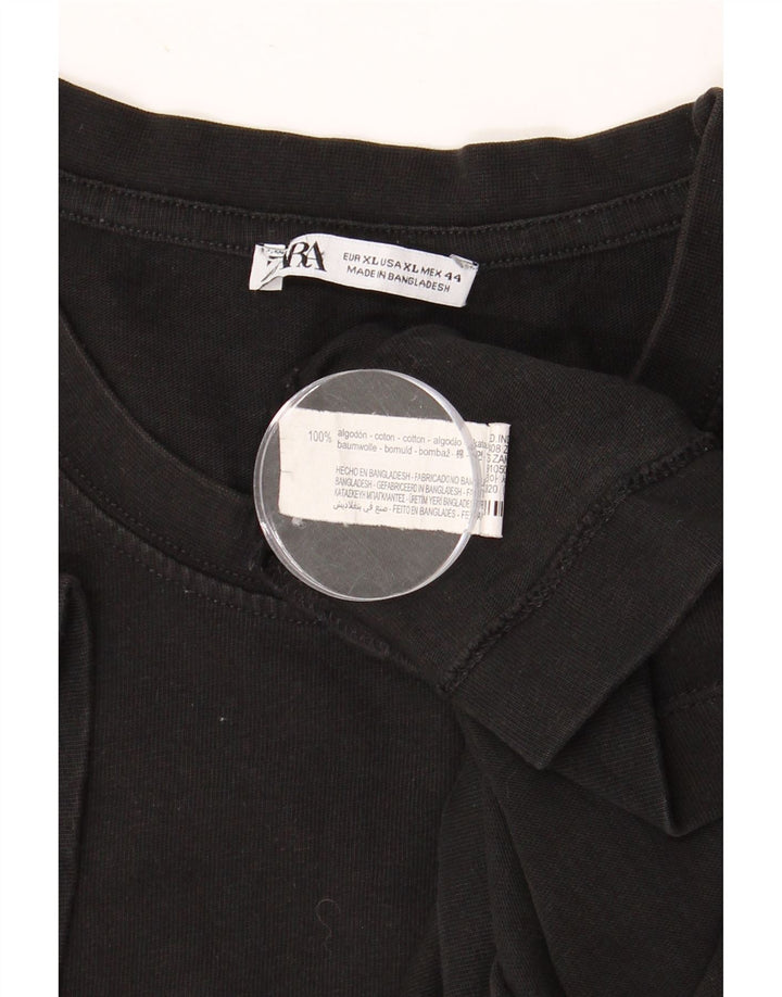 ZARA Herren T-Shirt Top XL Schwarz Baumwolle