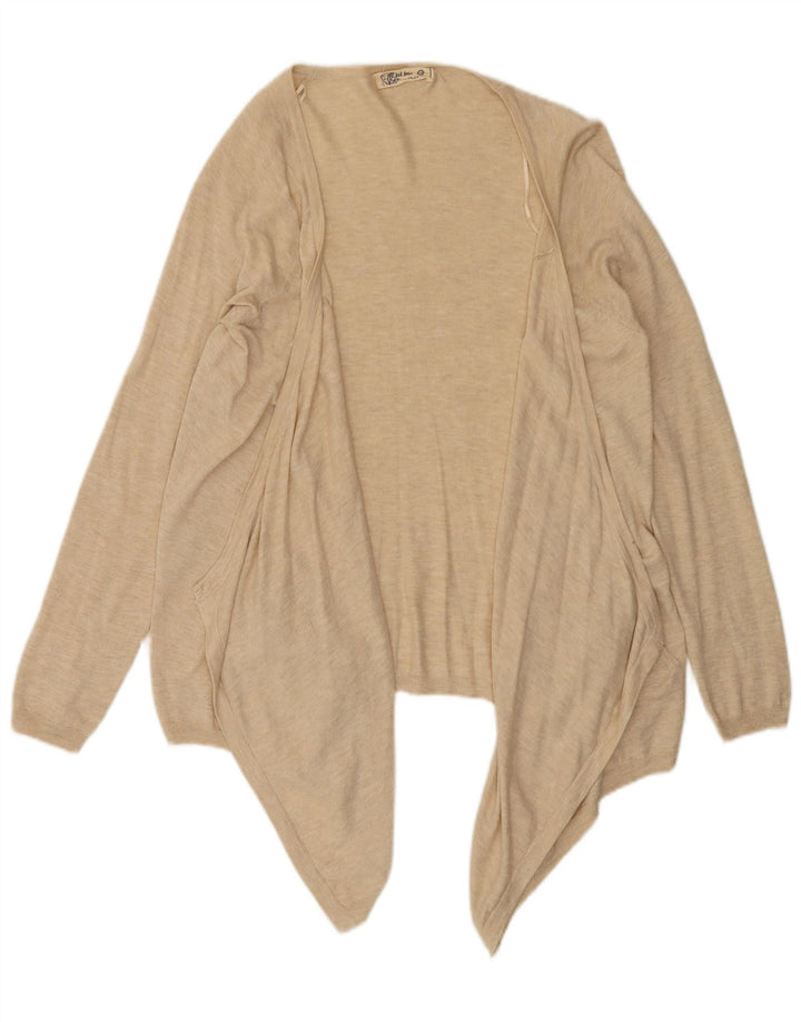 Fat Face Asymmetrisches, offenes Cardigan-Oberteil für Damen, UK 12, Mittelbeige meliert