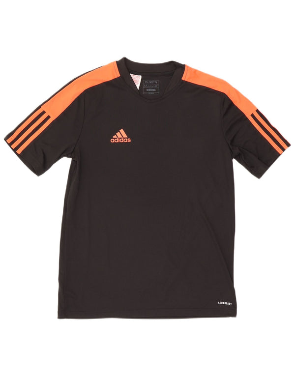 Adidas Aeroready T-Shirt für Jungen, 15–16 Jahre, schwarzes Colourblock-Polyester