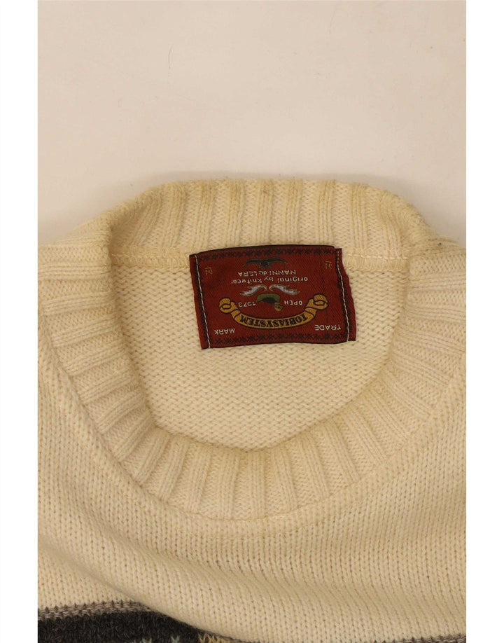 Tobia System Herren-Pullover mit Rundhalsausschnitt, Mittelbeige, geometrisch