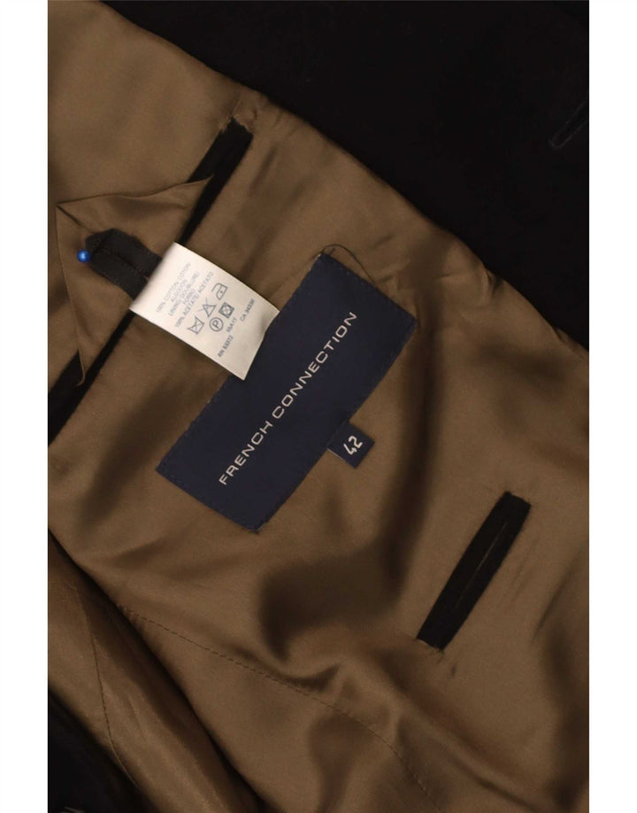 French Connection Herren-Blazer mit 2 Knöpfen, UK 42, XL, schwarze Baumwolle