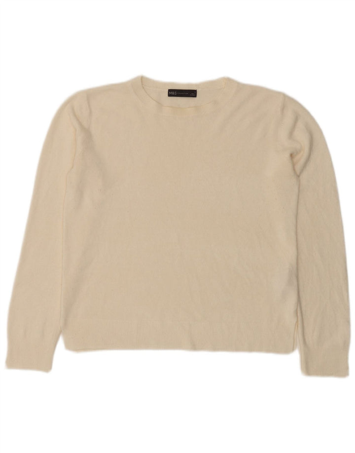 Marks & Spencer Damen-Pullover mit Rundhalsausschnitt, Gr. 14, Mittel, gebrochenes Weiß