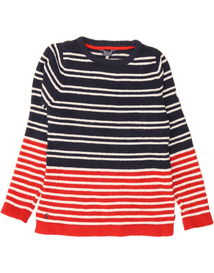 JOULES Womens Fleece Jumper UK 10 Small Navy Blue Striped Polyester Vintage Joules and Second-Hand Joules from Messina Hembry 